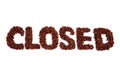 Closed word made Ã¢â¬â¹Ã¢â¬â¹of coffee beans